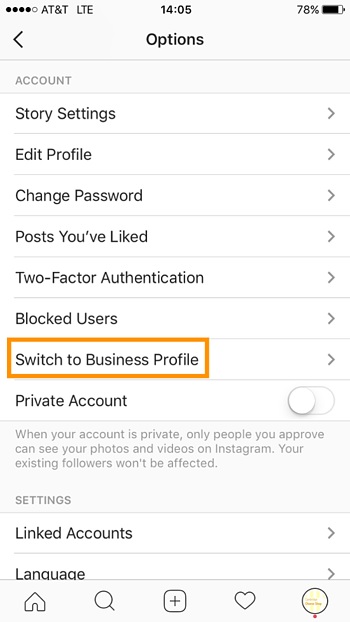 تغییر پروفایل معمولی به تجاری در اینستاگرام