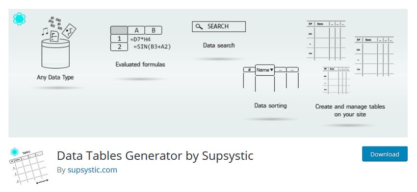 پلاگین جدول ساز Data Tables Generator by Supsystic