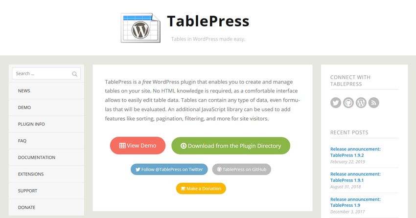 پلاگین جدول ساز TablePress