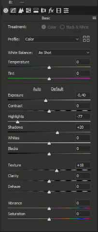 تنظیم camera raw lens برای تصویر کودک