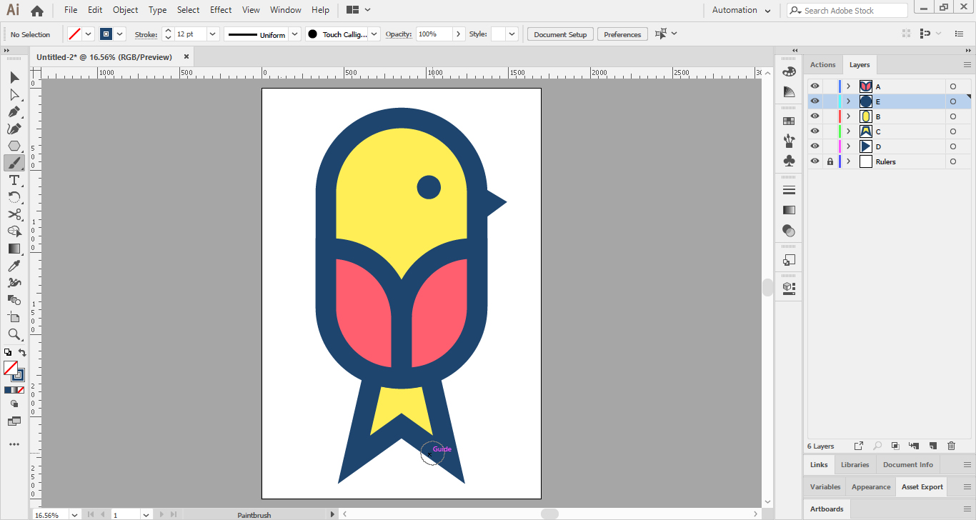 ابزار براش در ایلوستریتور - طراحی لوگو پرنده