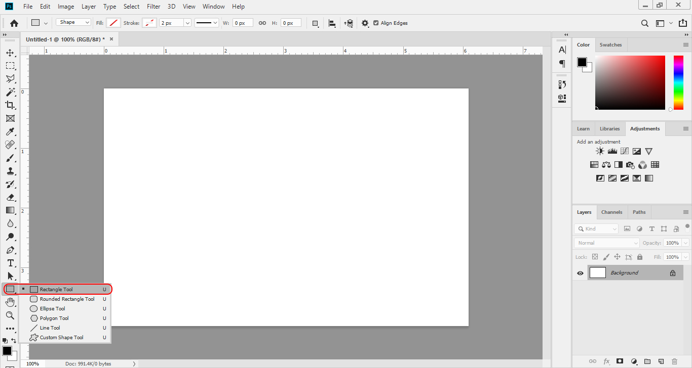 ابزار Rectangle Tool در فتوشاپ