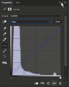 دستکاری رنگ های آبی در curves