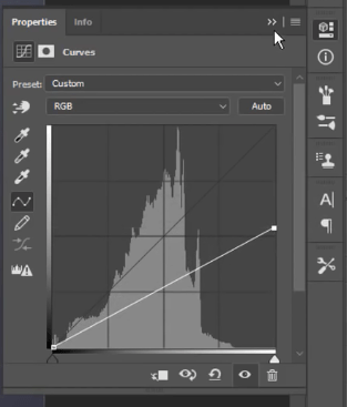 تنظیمات curve برای تیره کردن کل تصویر