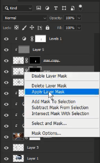انتخاب apply layer mask