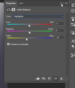 تنظیم لایه ی color balance