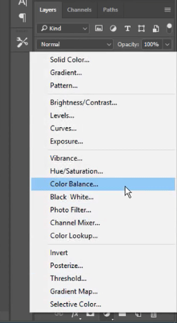 اضافه کردن یک لایه ی color balance