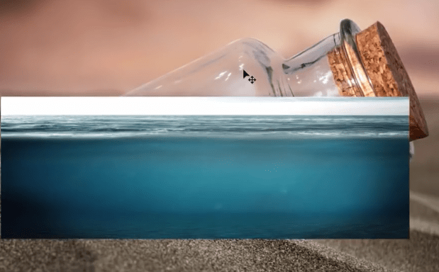 اضافه کردن تصویر آب روی بطری - آموزش ترکیب تصاویر در فتوشاپ