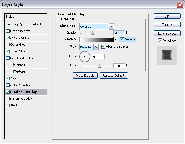 تنظیمات Gradient Overlay در فتوشاپ - افکت مهر و استامپ