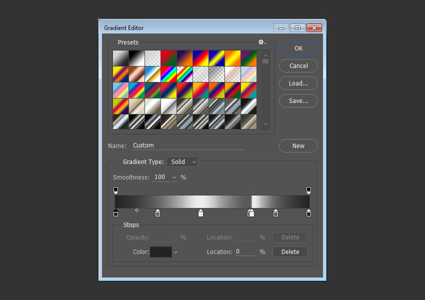 تنظیمات نقاط رنگی در gradient