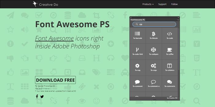 پلاگین Font Awesome PS برای فتوشاپ