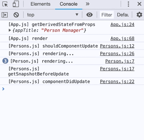 نمایش چرخه ی بروزرسانی (update) در کامپوننت و دستورات log