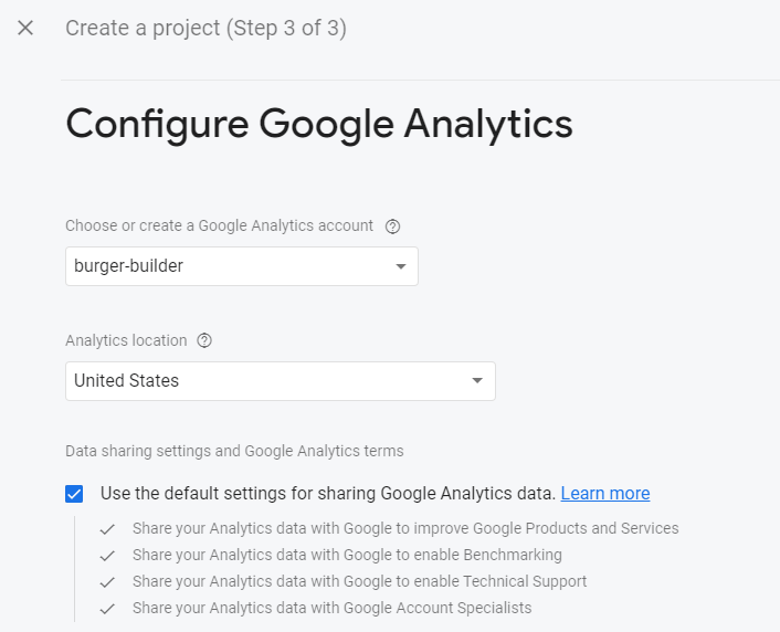 تکمیل فرم Google Analytics