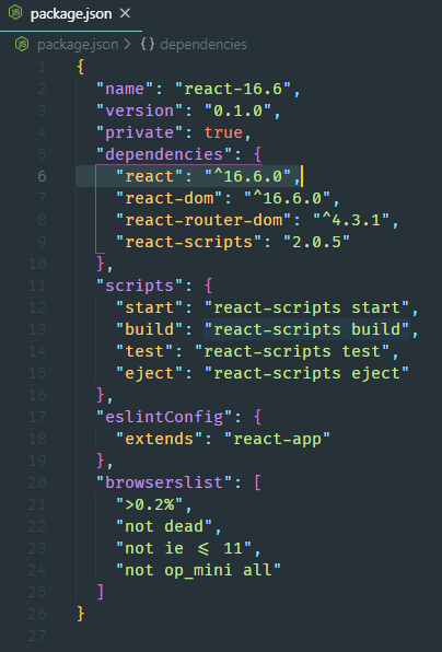 نحوه ی تشخیص ورژن react و دیگر پکیج ها از فایل package.json