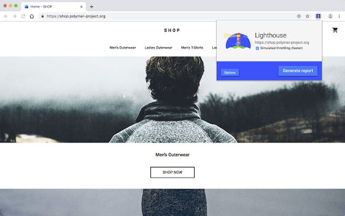 اجرای تست lighthouse به کمک افزونه گوگل کروم