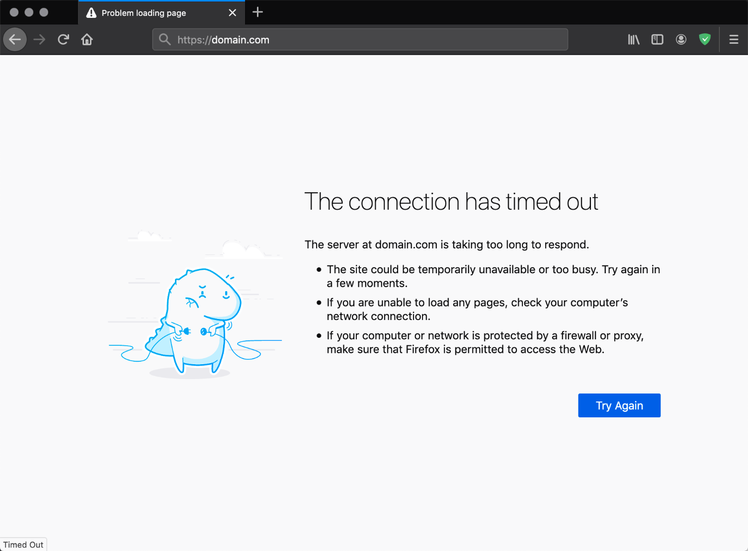 خطای ERR_CONNECTION_TIMED_OUT در مرورگر فایرفاکس