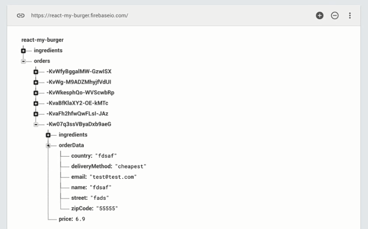 چک کردن موارد ثبت شده در پایگاه داده ی Firebase