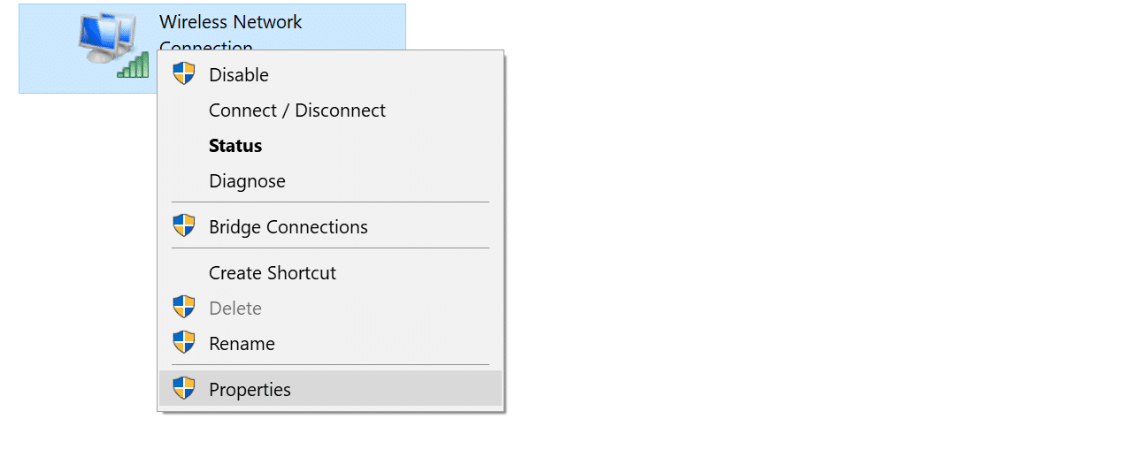 کلیک راست و باز کردن تنظیمات connection