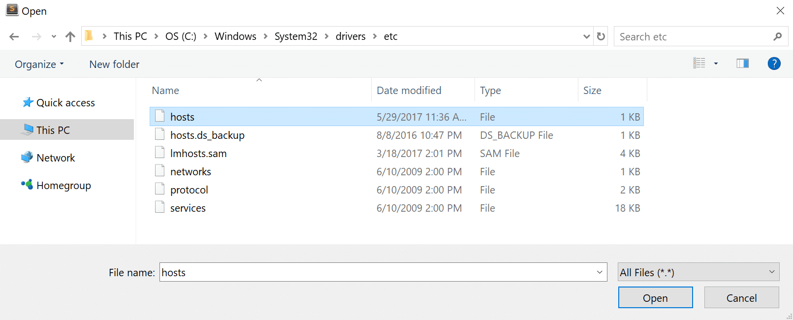 فایل hosts در ویندوز