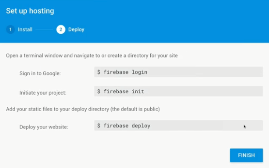 مراحل مختلف عملیات برای آپلود پروژه در firebase