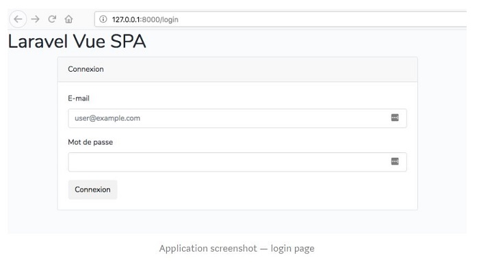 Application screenshot — login page