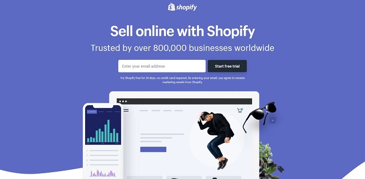 نمایی از وب سایت Shopify