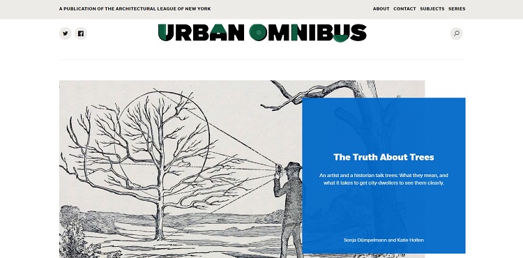 نمایی از صفحه اصلی وب سایت urban omnibus