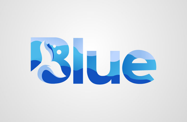 آموزش طراحی لوگو ترکیبی موج دریا + کلمه Blue