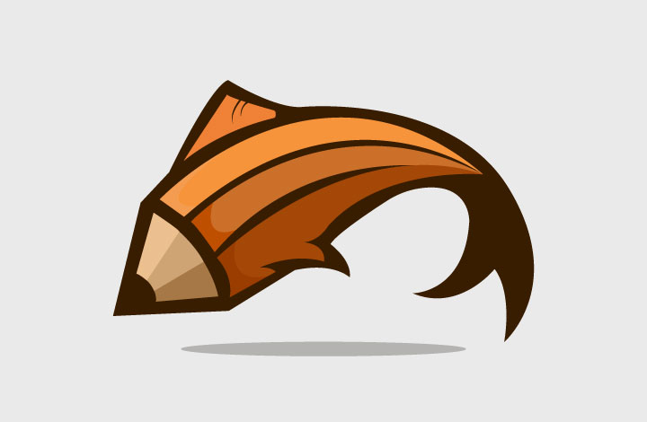 آموزش طراحی لوگو مفهومی ماهی مدادی