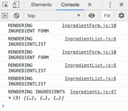 اثبات رندر های چند باره با console.log های مختلف