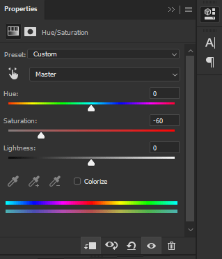 تغییر saturation برای سیاه و سفید شدن طرح