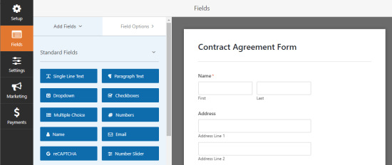 تصویر اولیه فرم - قرارداد قابل امضا در وردپرس