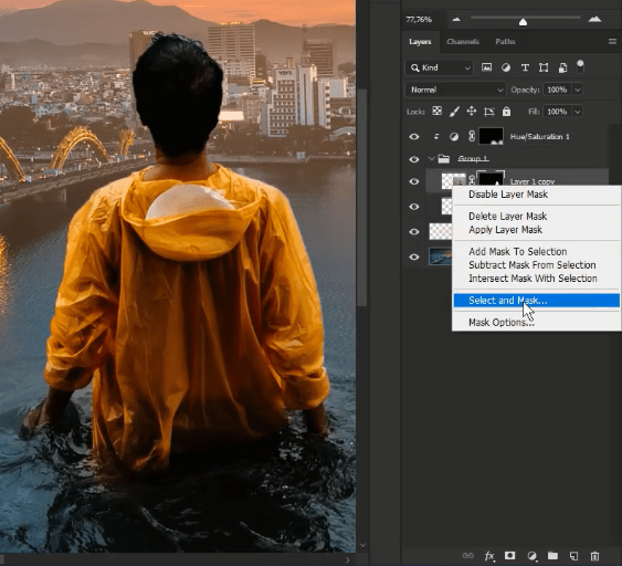 گزینه ی select and mask - طراحی با فتوشاپ