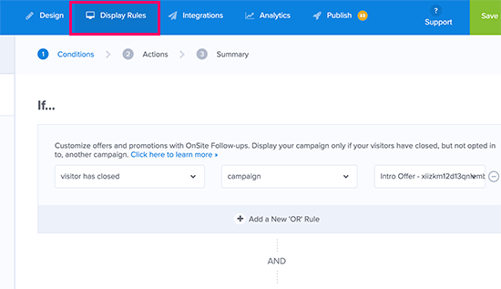 Display Rules انتخاب گزینه ی