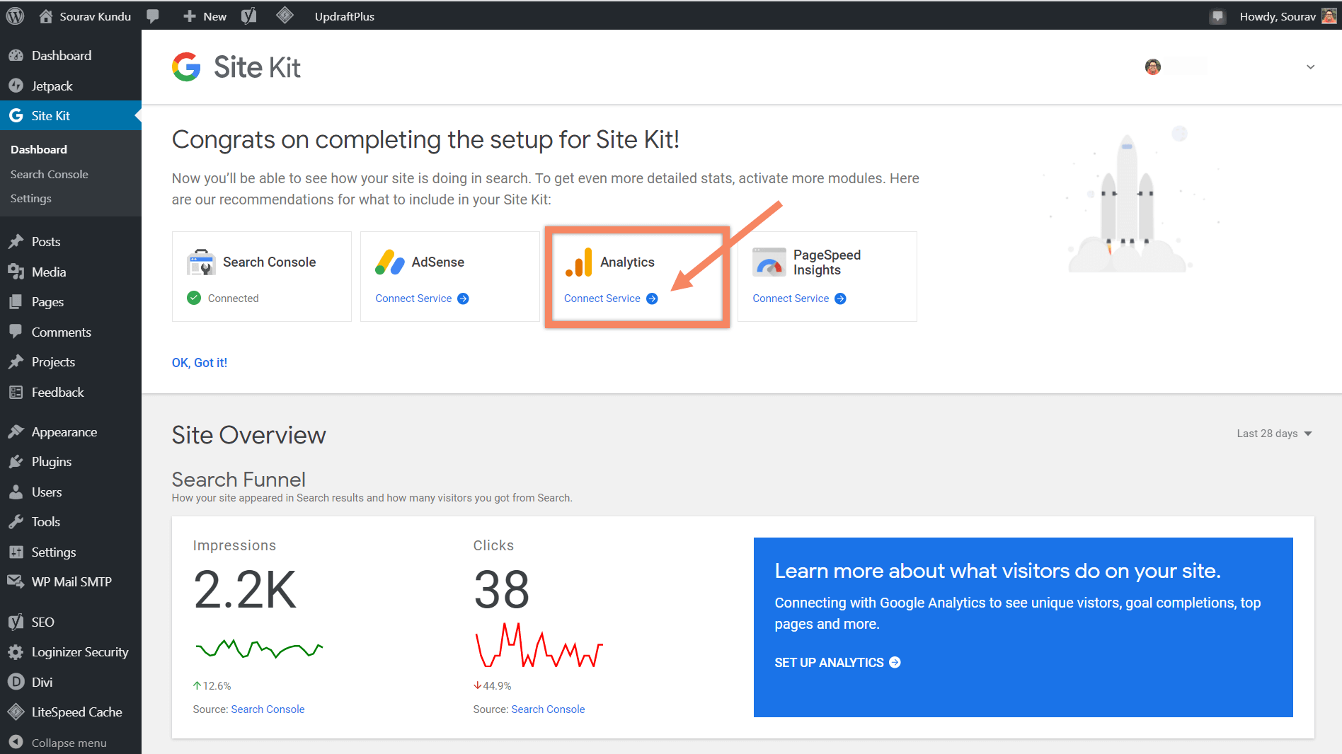 نصب Google Analytics بر روی افزونه ی Google Site Kit وردپرس