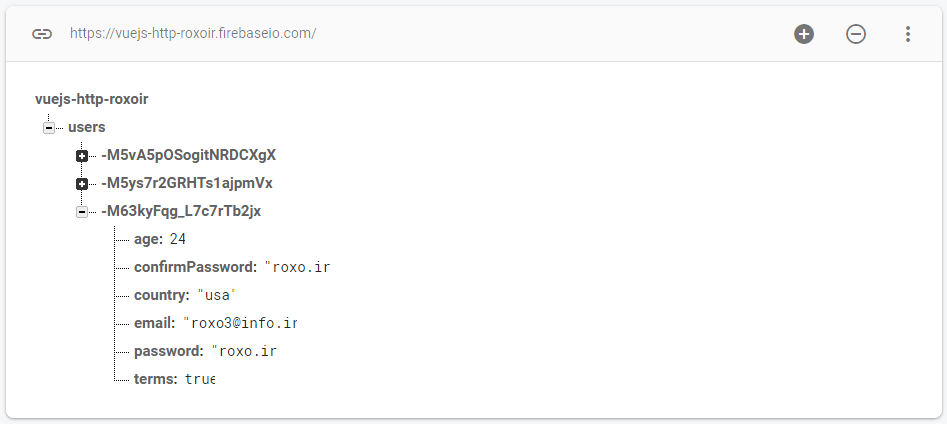 کاربر با موفقیت در پایگاه داده ثبت شده است و داده های او نیز در پایگاه داده ی خودمان موجود است