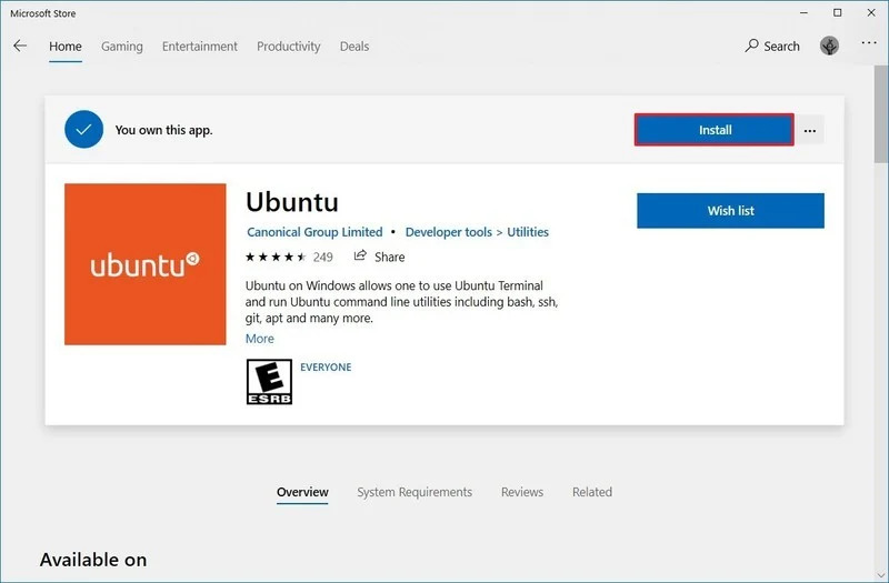 نصب ubuntu از فروشگاه ماکروسافت