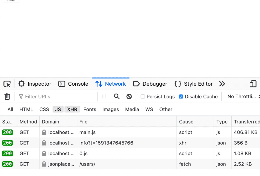 فایل 0.js پس از کلیک روی دکمه ی Load ظاهر می شود و همان ماژول ما است