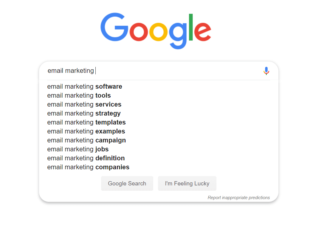 نمونه ای از قابلیت Google Autocomplete در هنگام جست و جو