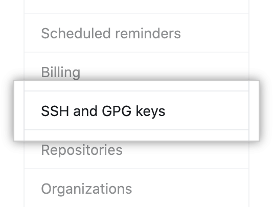 بخش کلید های SSH در تنظیمات گیت هاب